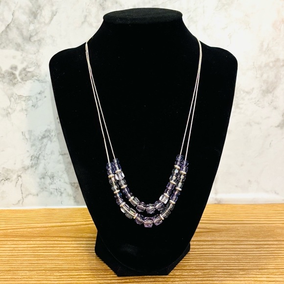 Swarovski Silver Tone Crystal Beaded ate-Strand Necklace - Picture 1 of 5